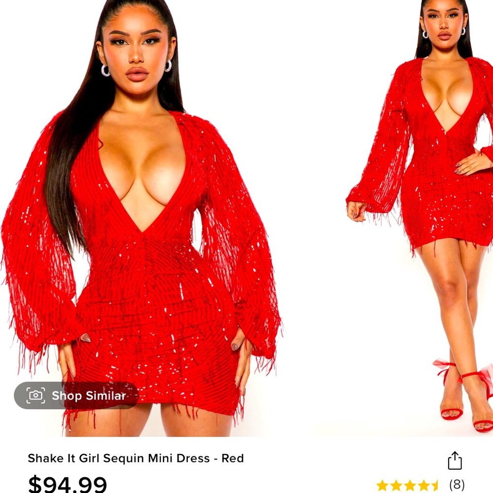 **DRY CLEANED** Worn To Try On-SEXY RED SEQUINS DRESS
